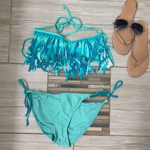 CHARLOTTE RUSSE SKY BLUE RUFFLE BIKINI